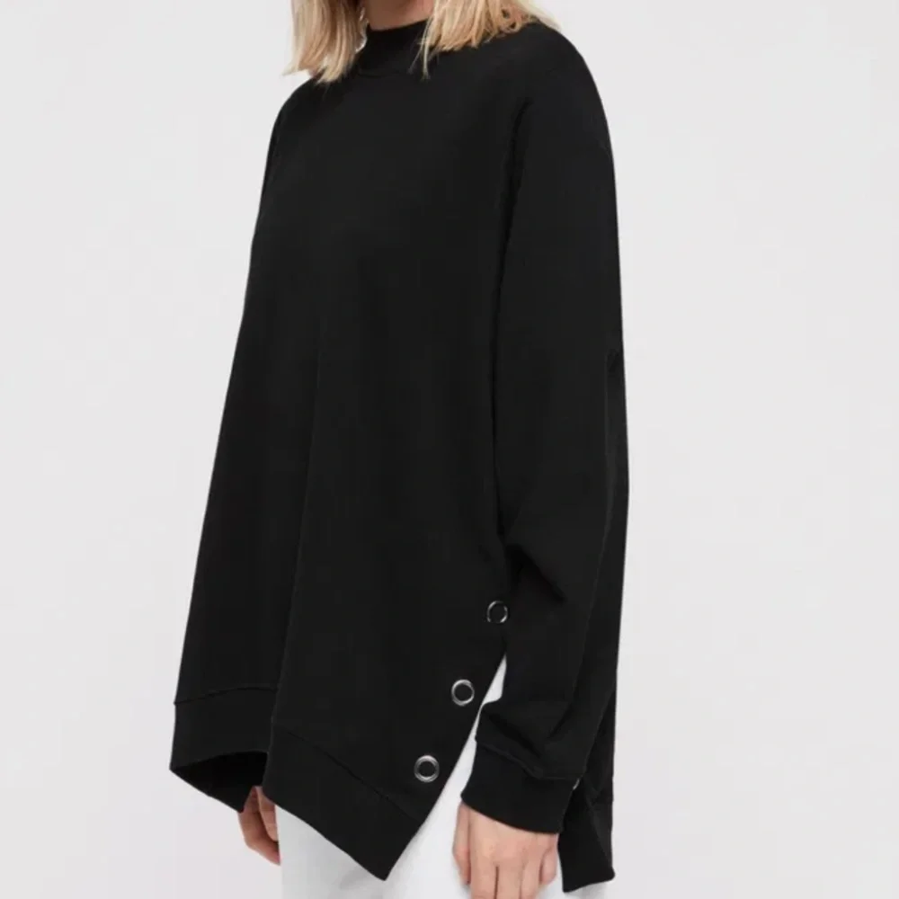 ALLSAINTS Leti Freida Side-Snap Sweatshirt Size M - Picture 2 of 9